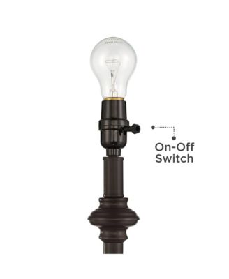 Carter Traditional 3 Piece Floor Table Lamp Set Bronze Metal Oatmeal Drum Shade for Bedroom Living Room Bedside Nightstand Office House