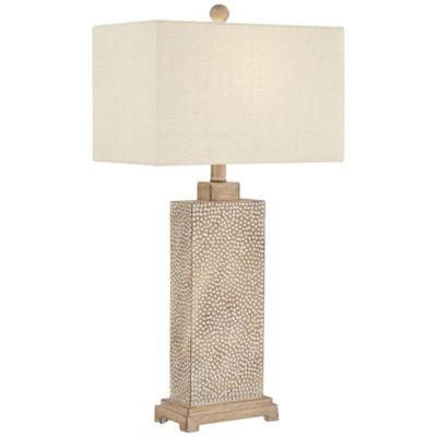 Caldwell Rustic Farmhouse Table Lamps 26 3/4" High Set of 2 Earth Tone Hammered Oatmeal Fabric Rectangular Shade for Bedroom Living Room