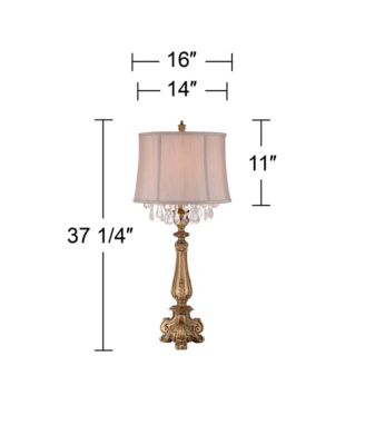 Dubois Traditional Table Lamp 37 1/4" Tall Antique Gold Mist Gray Crystal Beading Drum Shade for Bedroom Living Room Bedside Nightstand