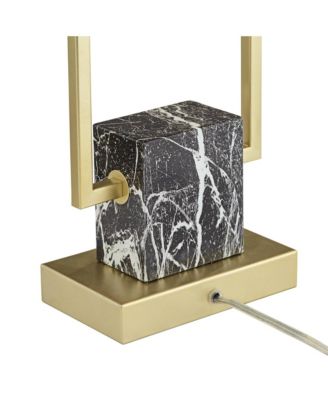 Carl Modern Table Lamp 24 3/4" High Gold Metal Gray Faux Marble Black Rectangular Shade for Bedroom Living Room Bedside Nightstand Office