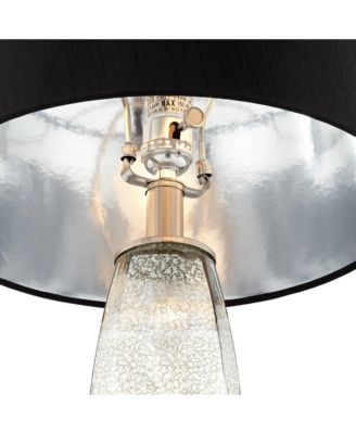 Landro Modern Mid Century Table Lamps 27 1/2" Tall Set of 2 Mercury Glass Black Drum Shade for Bedroom Living Room Bedside Office Family