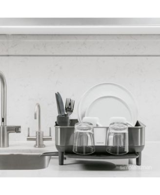 Compact Steel Frame Dish Drying Rack with Swivel Spout Drain