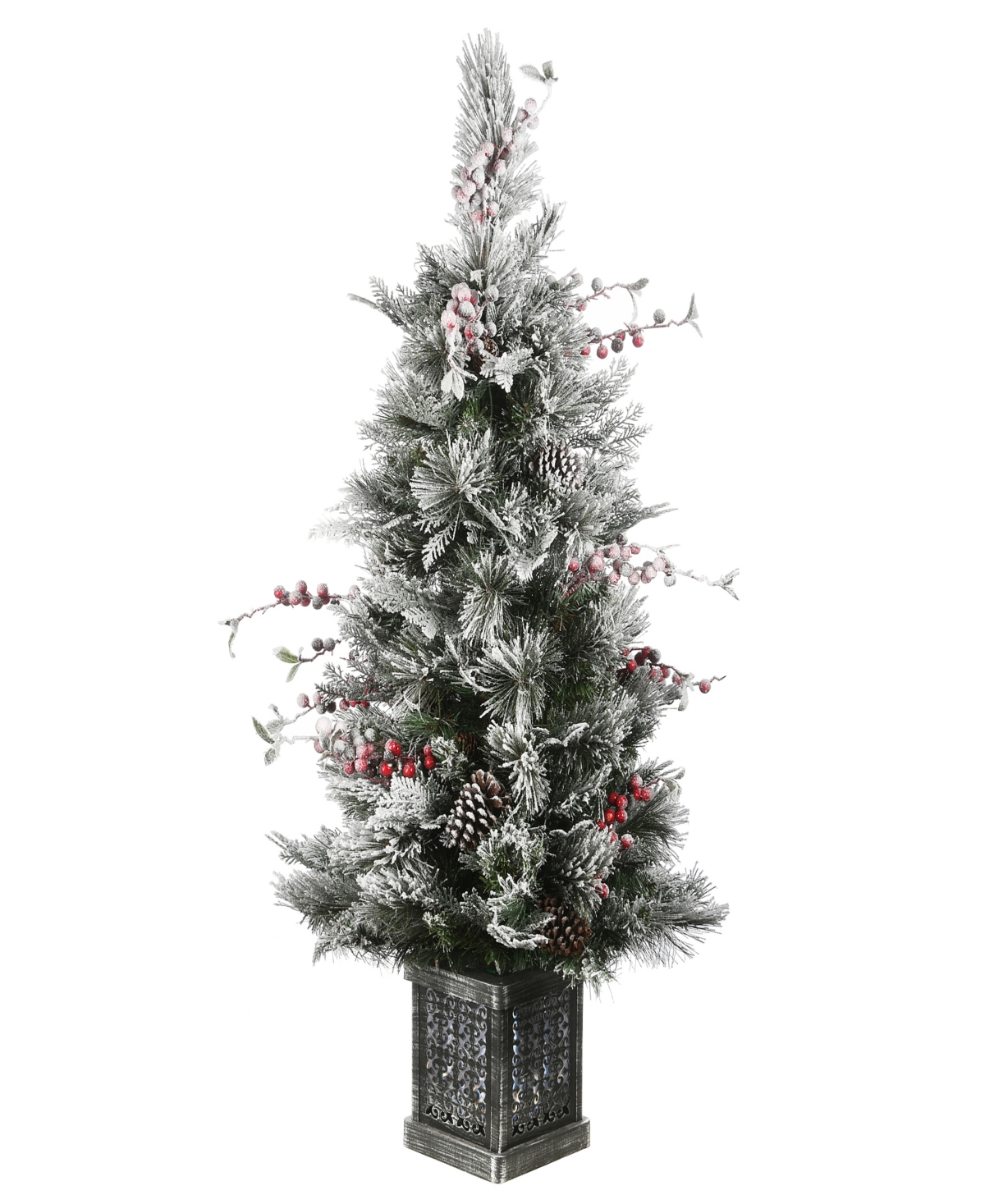 National Tree Company Snowy Bedford Pine Entrance Tree 4 Ft. In Green