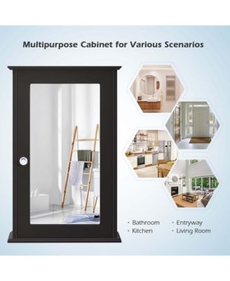 Bathroom Wall Cabinet Single Mirror Door Cupboard Wood Shelf Storage Medicine Cabinet
