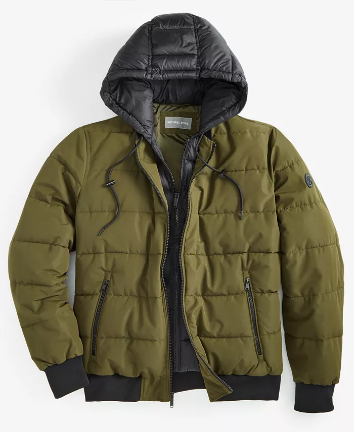 Men's Hooded Puffer Bomber Jacket - thumbnail 10