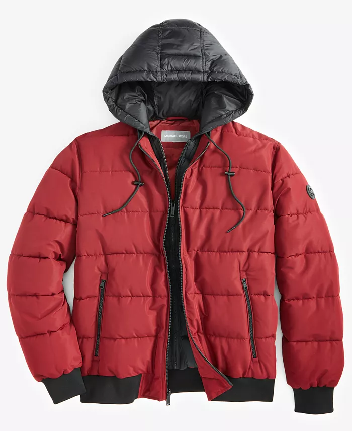 Men's Hooded Puffer Bomber Jacket - thumbnail 4