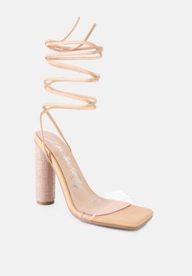 Women's Scansta Lace Up Rhinestone Embellished Heel Sandals