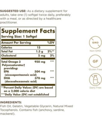 Solgar Triple Strength Omega-3, 950 mg, 100 Soft Gels