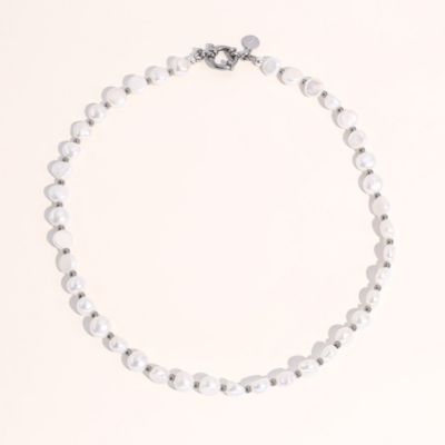 Chunky Pearl Silver Jean Necklace - Small