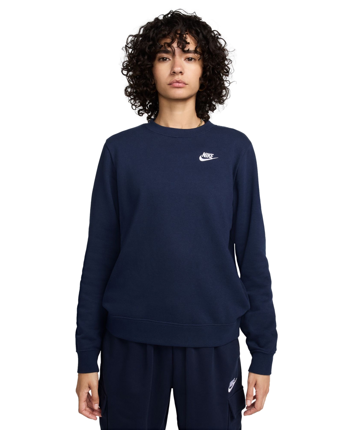 Women's Sportswear Club Fleece Crewneck Sweatshirt - Obsidian/white