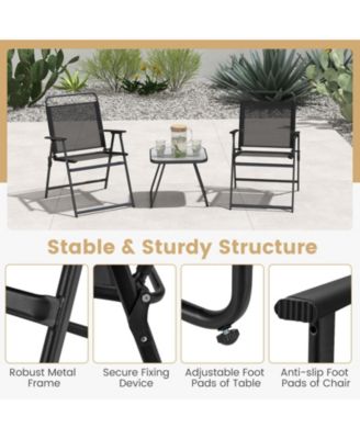 3 Pieces Patio Folding Conversation Chairs and Table