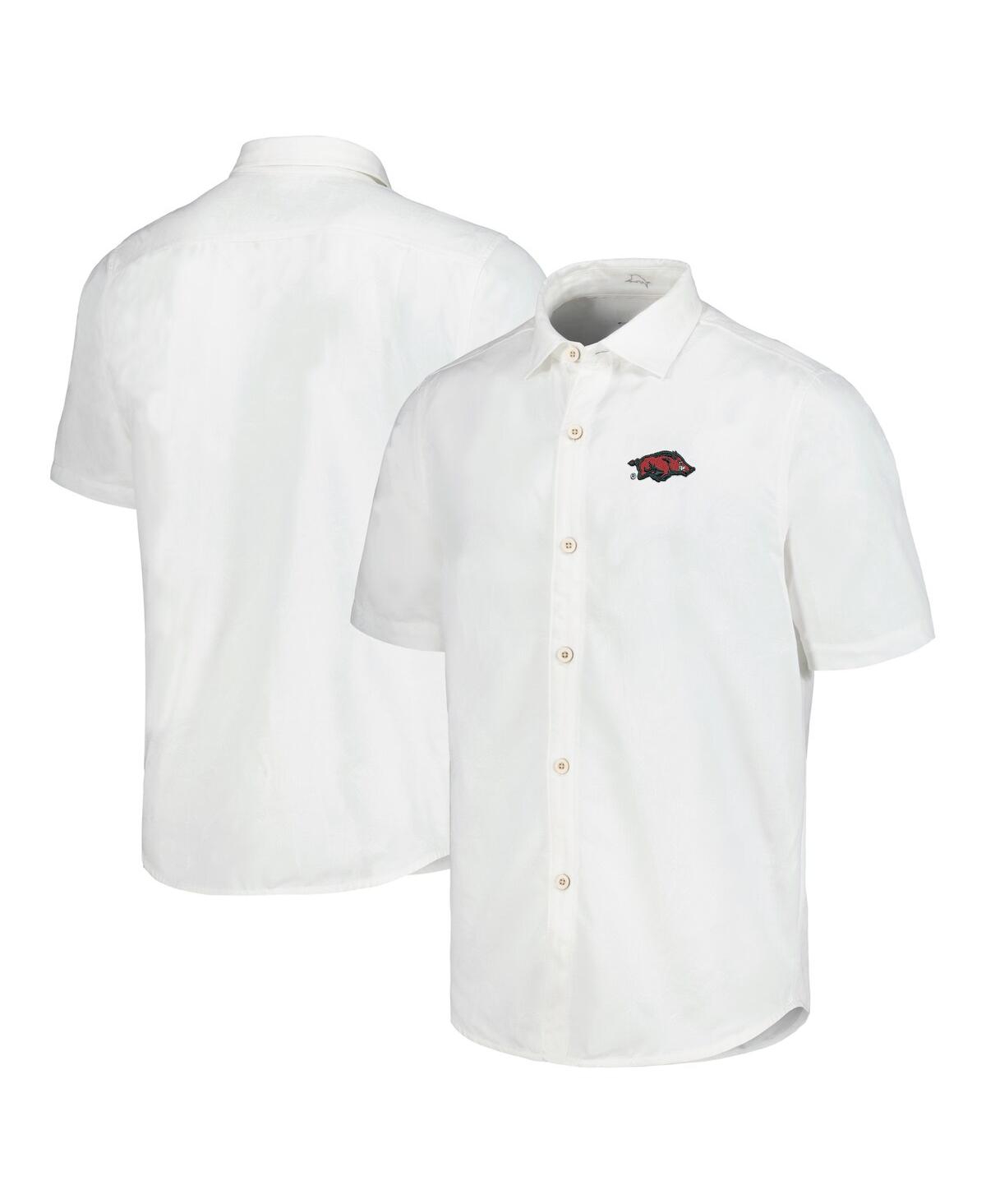 Tommy Bahama Men's White Texas A&m Aggies Coconut Point Palm Vista Islandzone Camp Button-up T-shirt In White