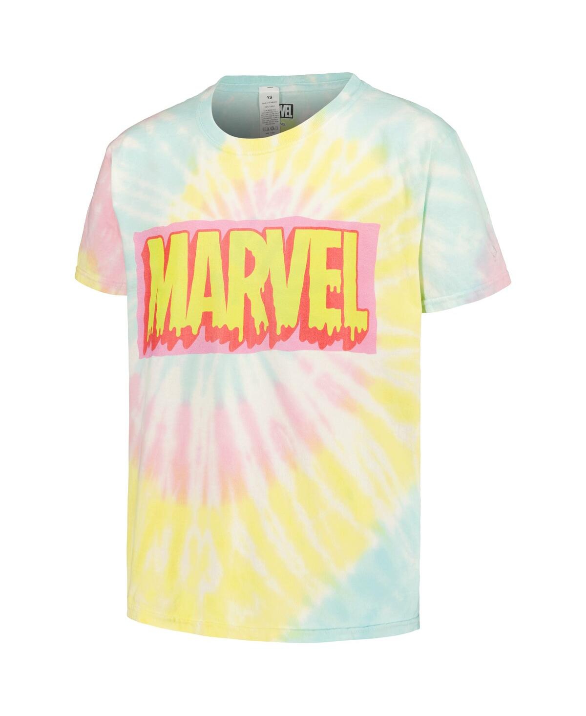 Mad Engine Big Boys And Girls Marvel Logo Drip Tie-dye Graphic T-shirt In Blue,no Color