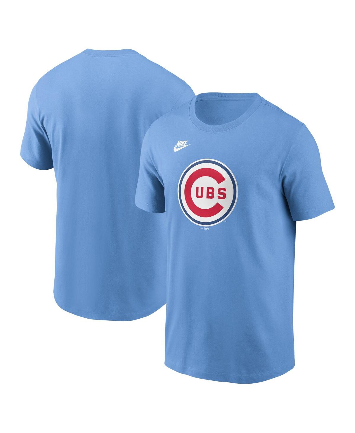 Nike Men's Light Blue Chicago Cubs Cooperstown Collection Team Logo T-shirt In Light Blue