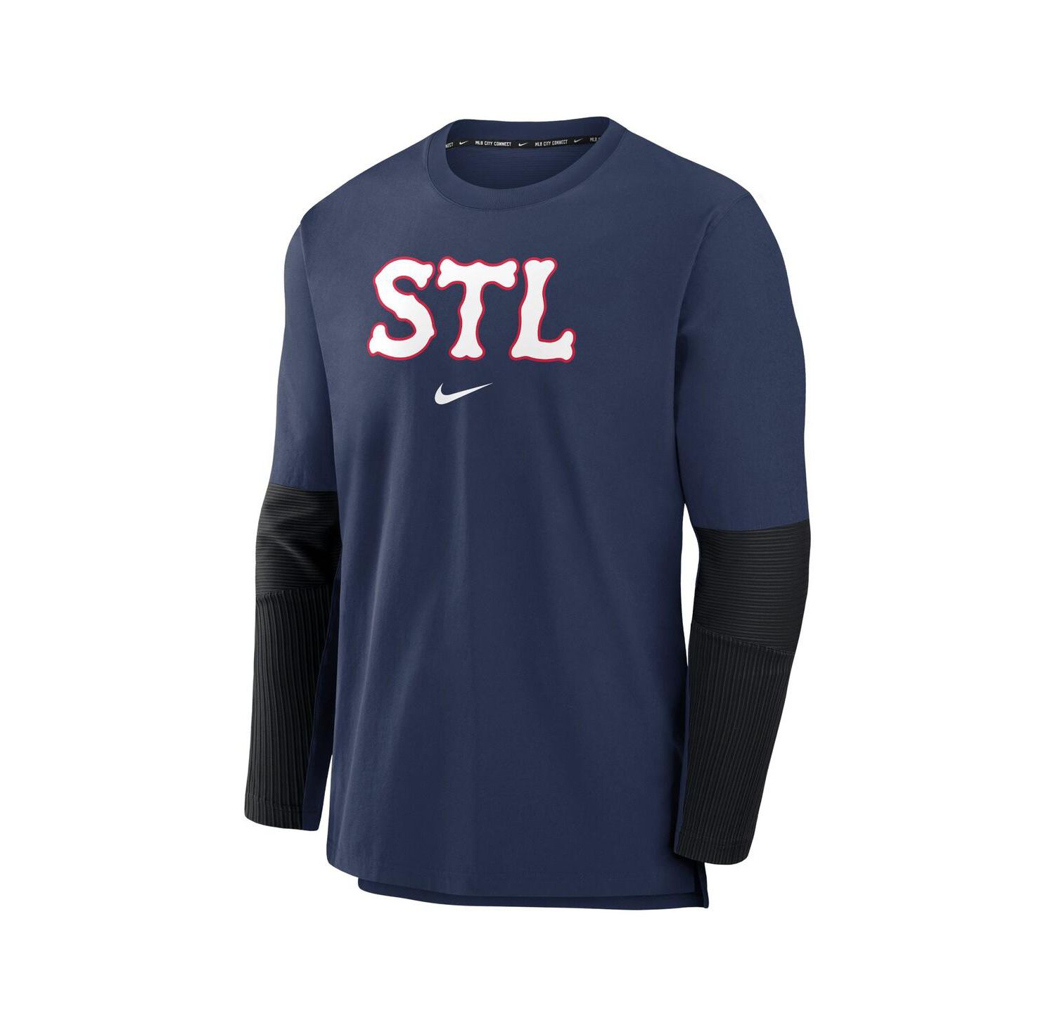 Men's Navy St. Louis Cardinals 2024 City Connect Authentic Collection Player Tri-Blend Pullover Sweatshirt