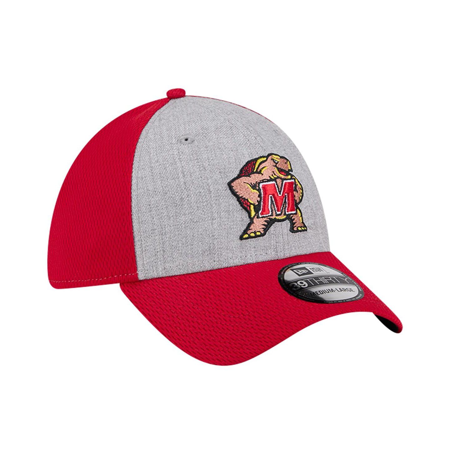 Мужская кепка New Era Heather Gray/Red Maryland Terrapins Two-Tone 39THIRTY Flex Hat — фото 2