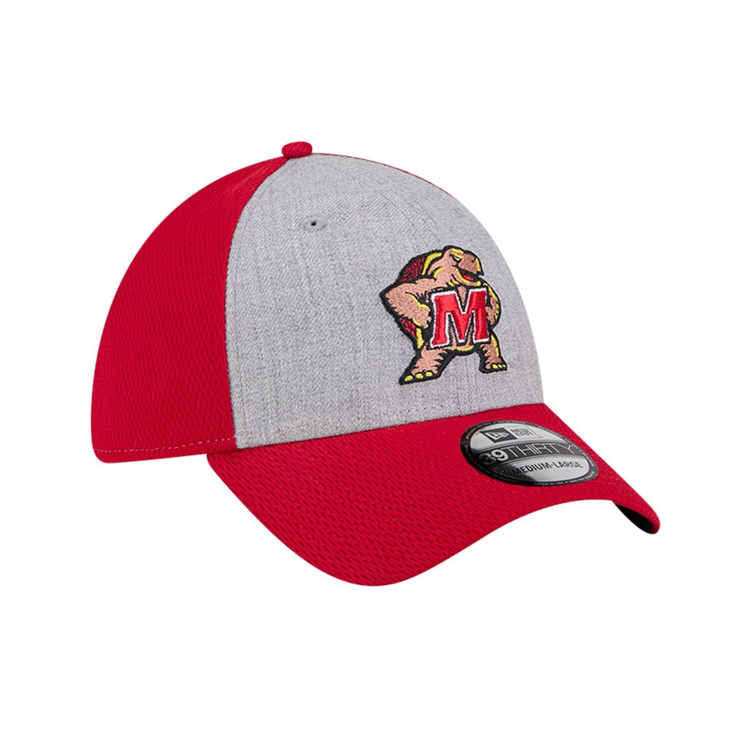 Men's Heather Gray/Red Maryland Terrapins Two-Tone 39THIRTY Flex Hat