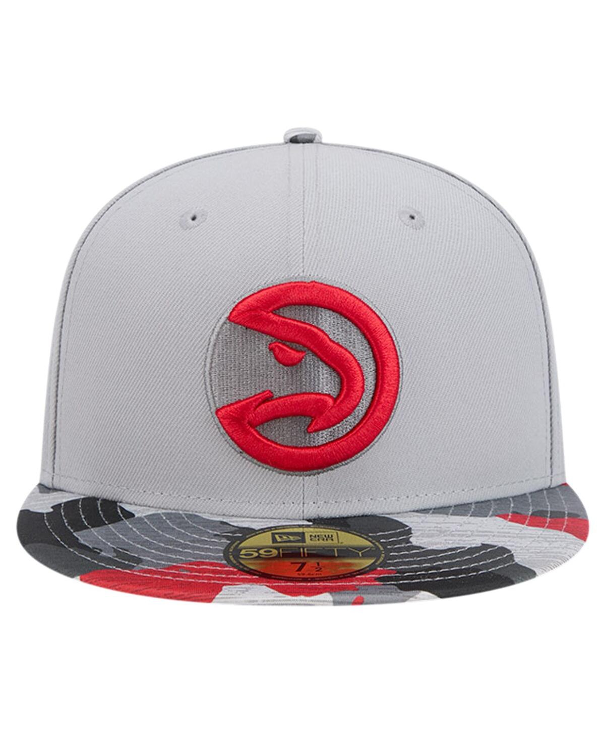 New Era Men's Gray Atlanta Hawks Active Color Camo Visor 59fifty Fitted Hat In Gray Camo