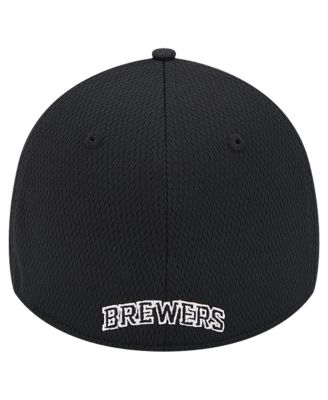Men's Black Milwaukee Brewers Active Dash Mark 39THIRTY Flex Hat