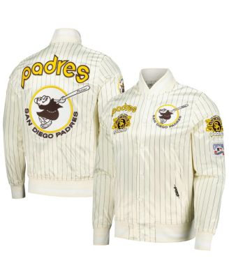 Men's Cream San Diego Padres Cooperstown Collection Pinstripe Retro Classic Satin Full-Snap Jacket
