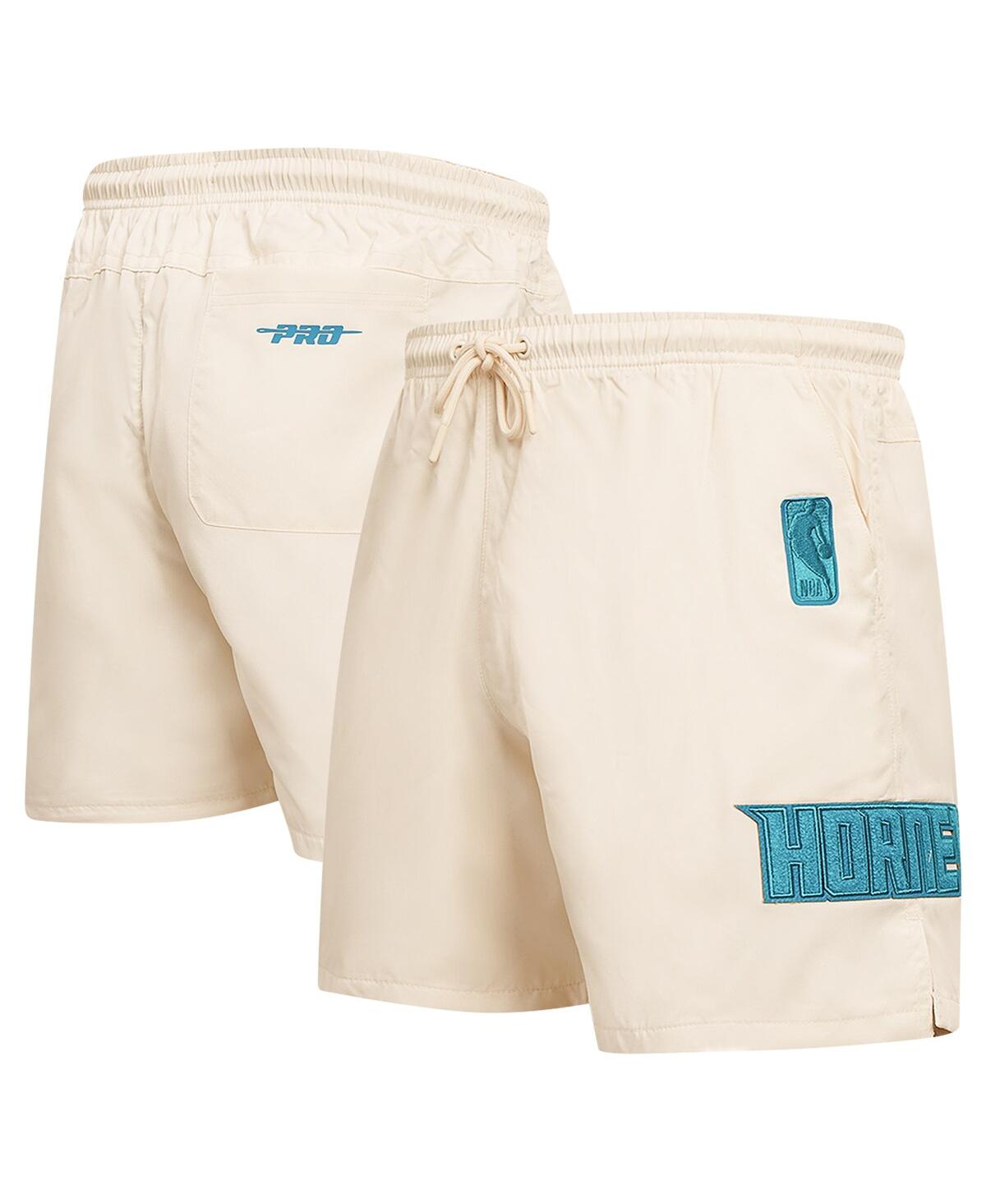 Men's Cream Charlotte Hornets Triple Tonal Woven Shorts - Cream