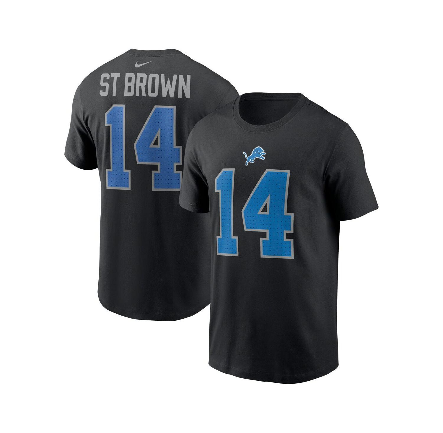 Nike Men's Amon-Ra St. Brown Black Detroit Lions Player Name & Number T-Shirt