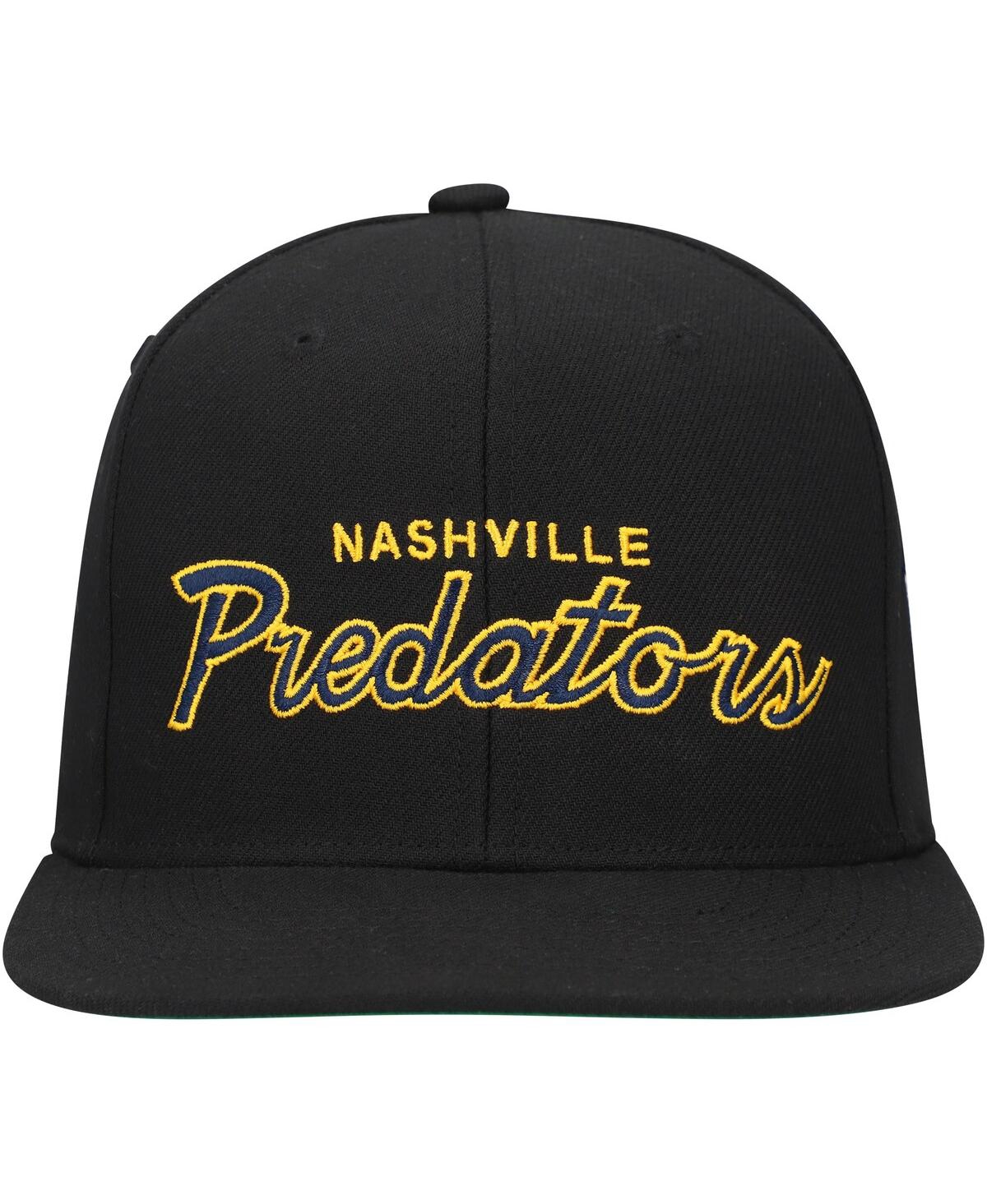 Mitchell & Ness Men's Black Nashville Predators Core Team Script 2.0 Snapback Hat In Black
