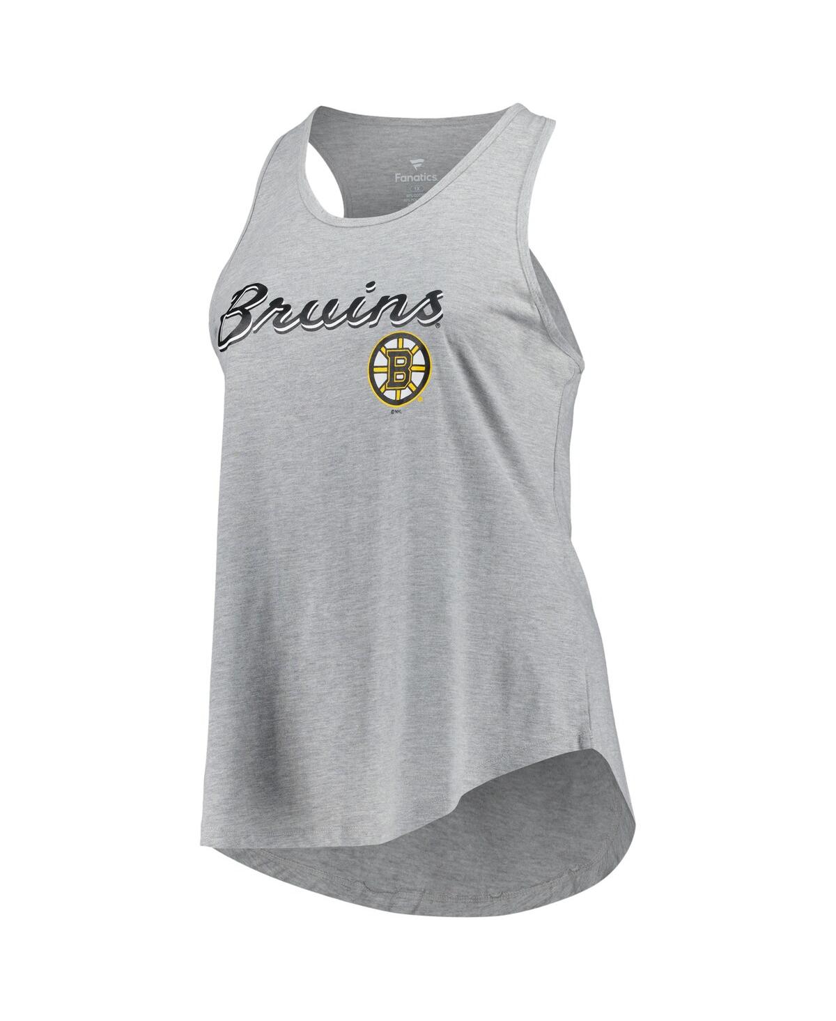 Fanatics Women's Heather Gray Boston Bruins Plus Size Racerback Tank Top In Heather Gray