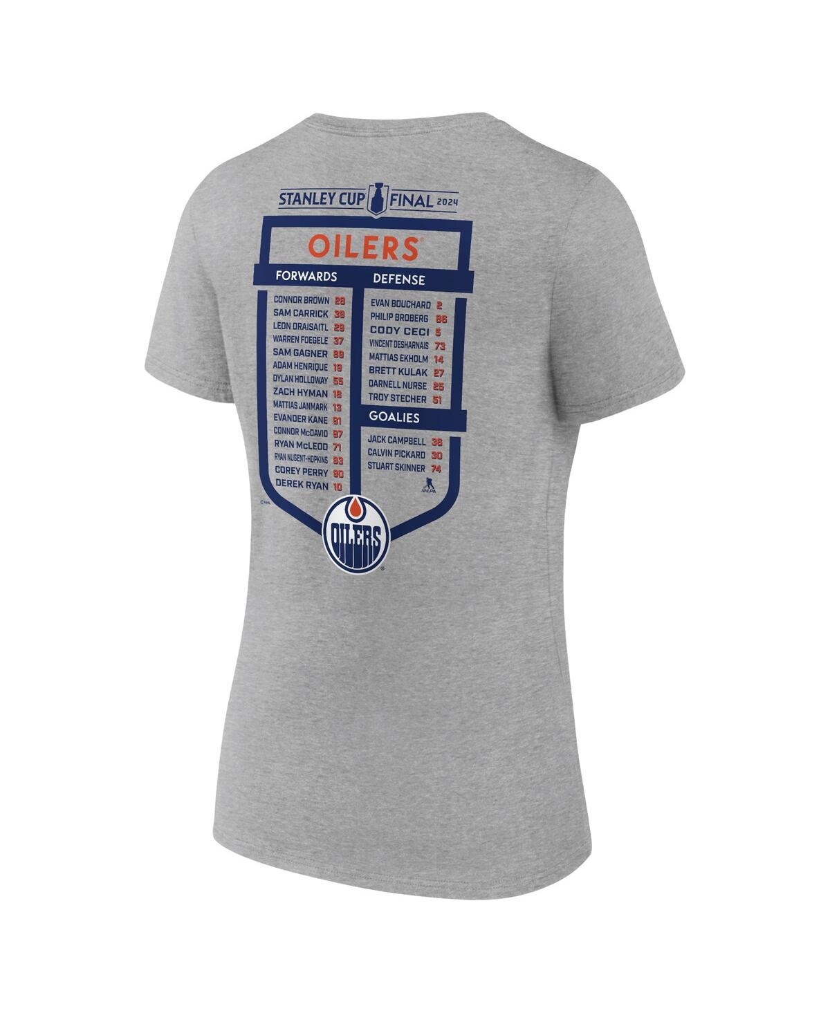Fanatics Women's Heather Gray Edmonton Oilers 2024 Stanley Cup Final Plus Size V-neck Roster T-shirt In Heather Gray