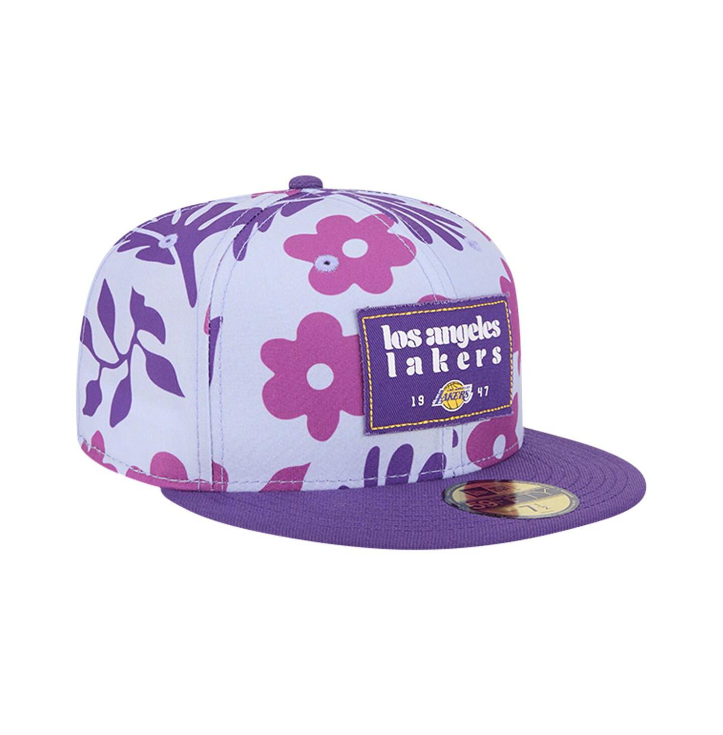 Мужская кепка New Era Purple Los Angeles Lakers Palm Fronds 2-Tone 59FIFTY Fitted Hat — фото 2