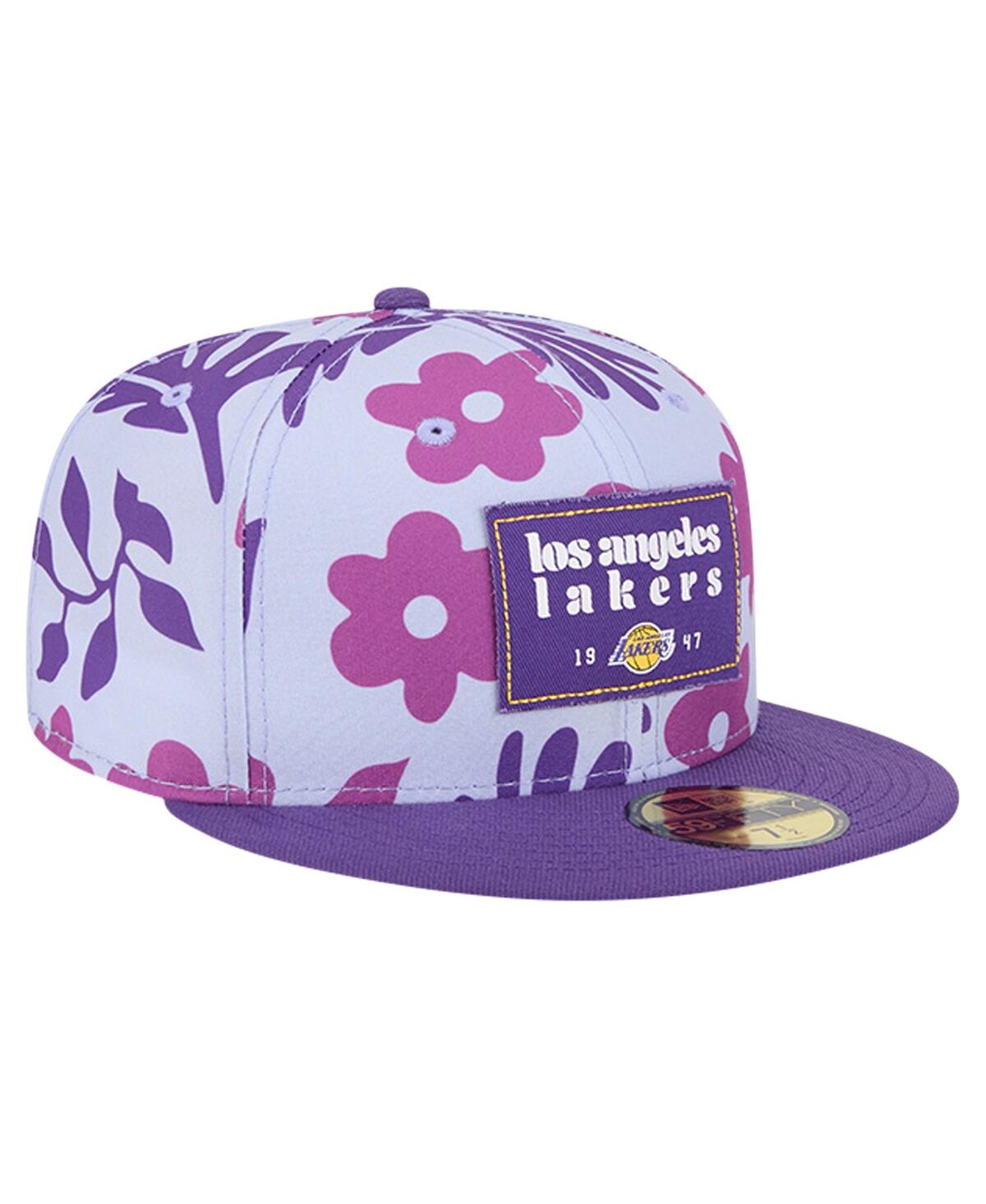 Shop New Era Men's Purple Los Angeles Lakers Palm Fronds 2-tone 59fifty Fitted Hat