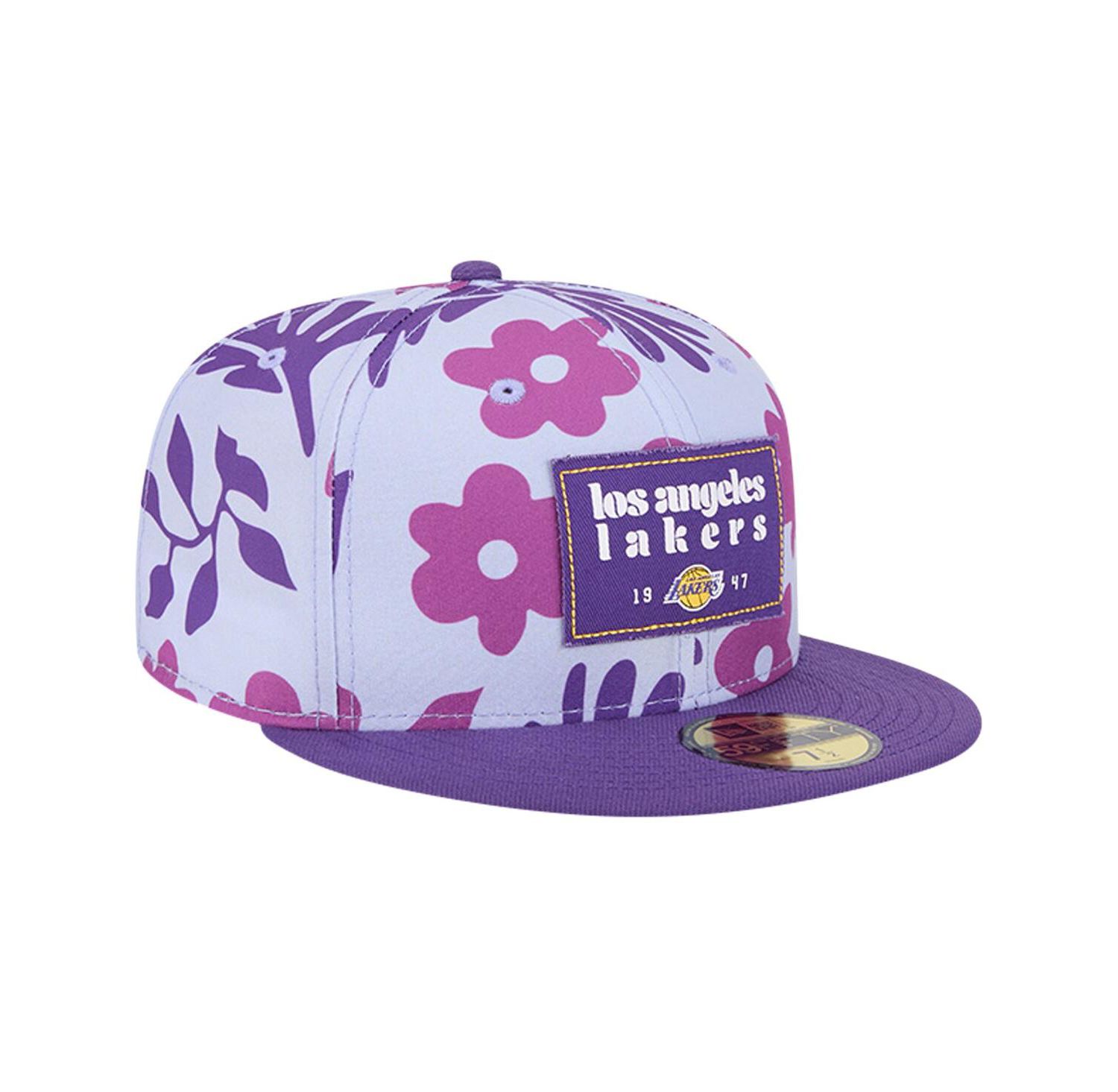 Men's Purple Los Angeles Lakers Palm Fronds 2-Tone 59FIFTY Fitted Hat