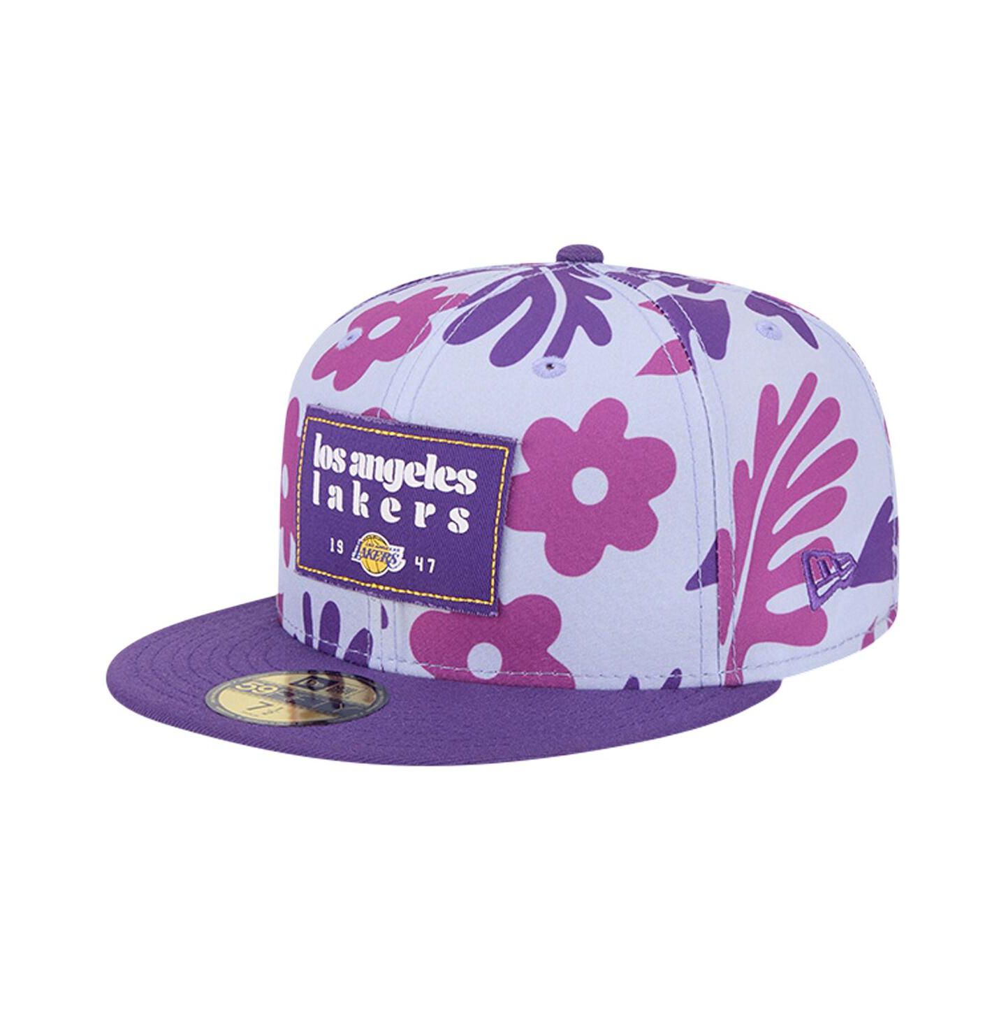 Мужская кепка New Era Purple Los Angeles Lakers Palm Fronds 2-Tone 59FIFTY Fitted Hat — фото 1