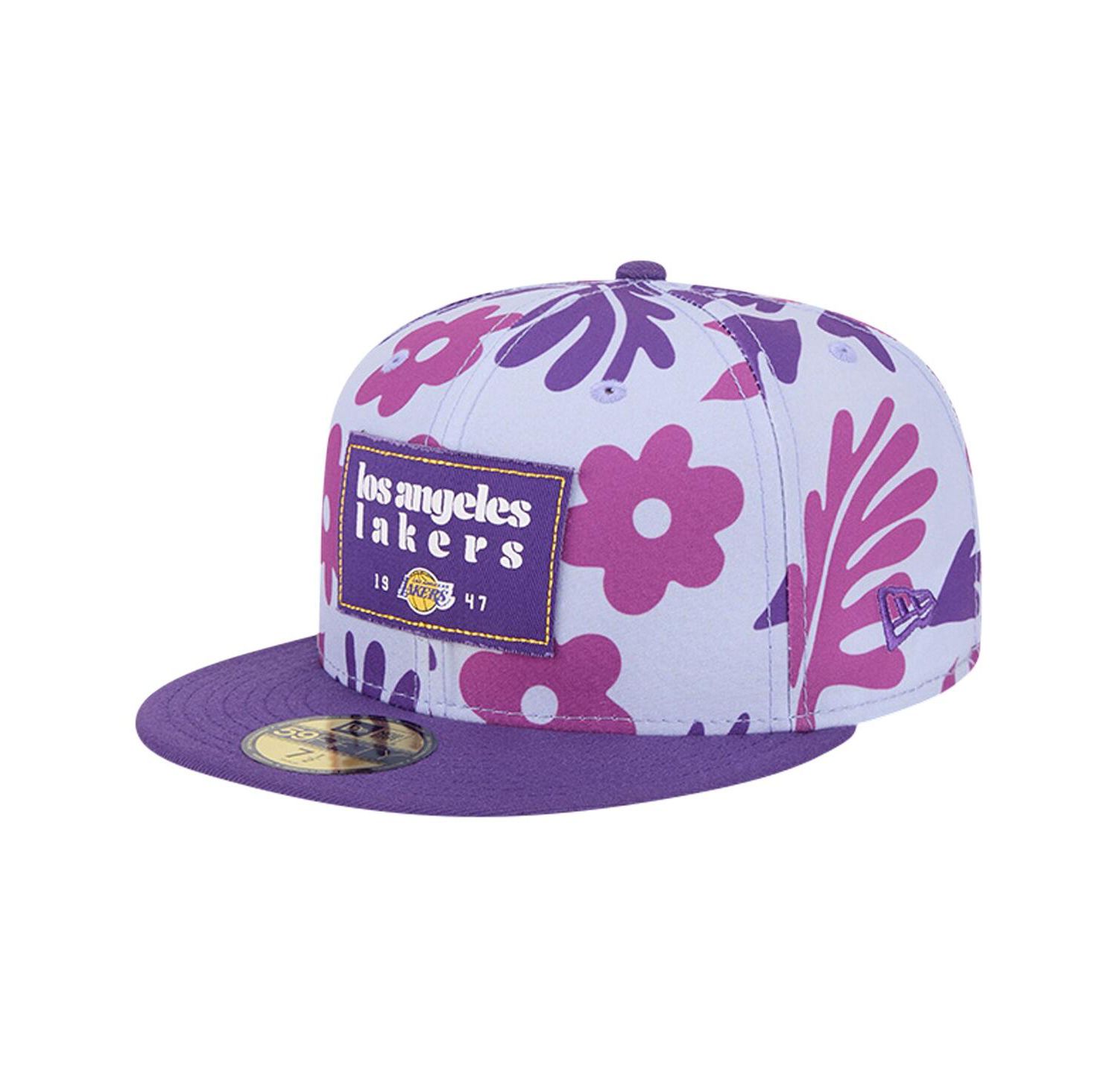 Men's Purple Los Angeles Lakers Palm Fronds 2-Tone 59FIFTY Fitted Hat