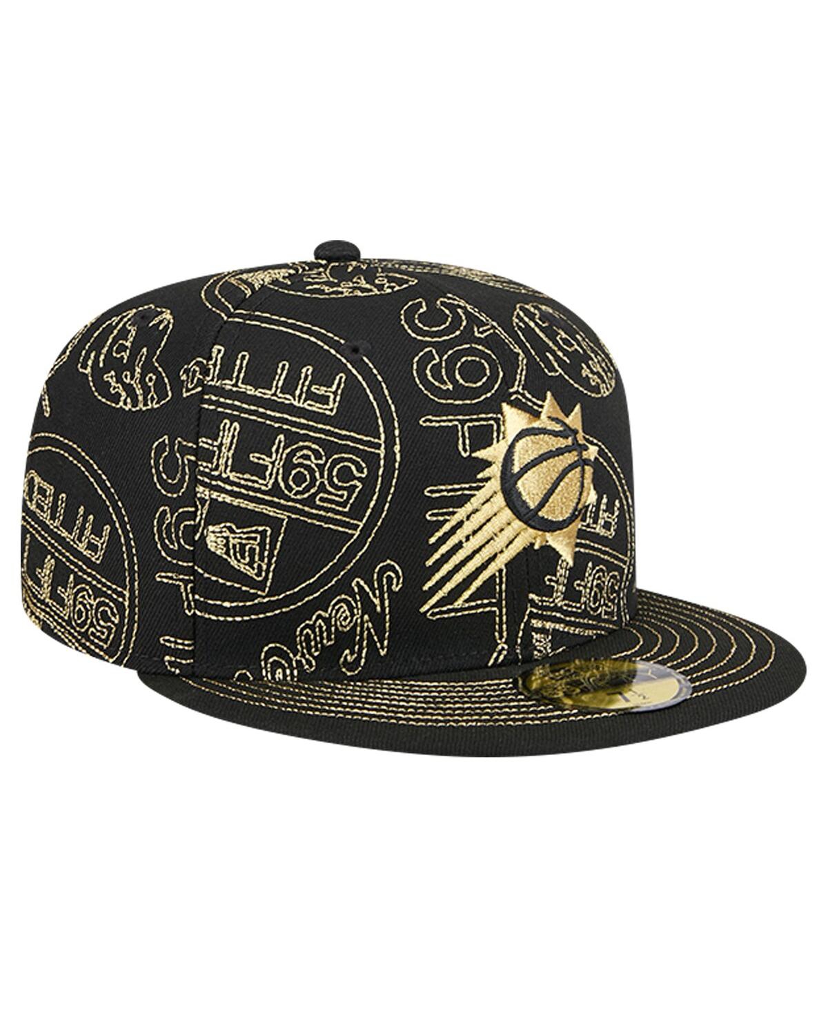 New Era Men'sPhoenix Suns 59FIFTY Day Allover Print Stencil Fitted Hat - Black