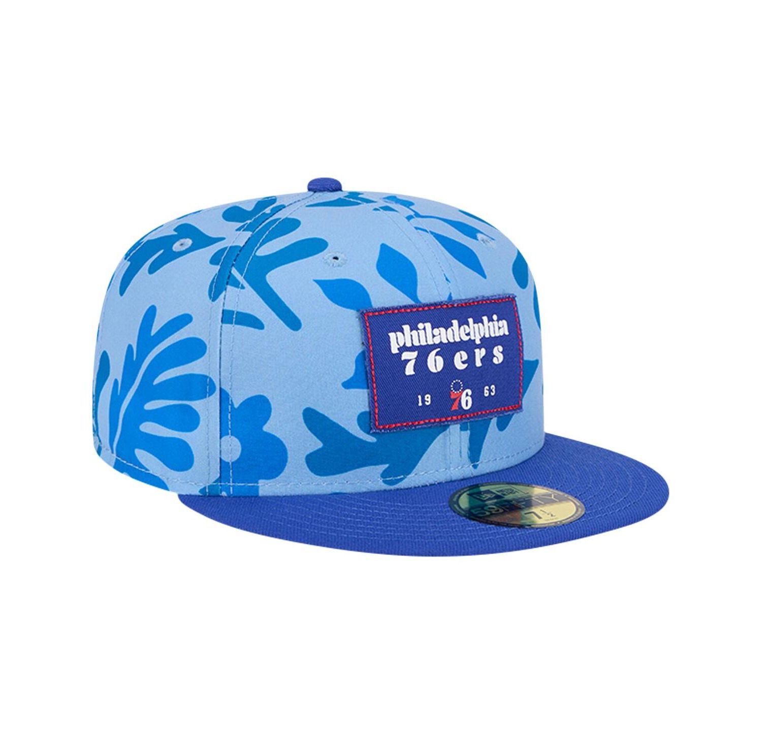 Men's Royal Philadelphia 76ers Palm Fronds 2-Tone 59FIFTY Fitted Hat