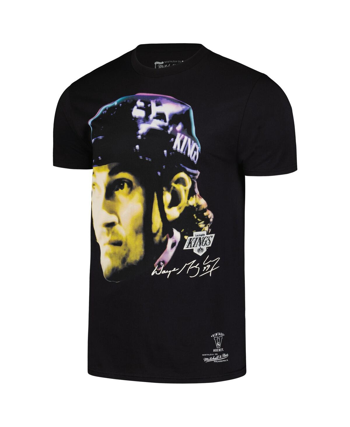 Mitchell & Ness Men's Wayne Gretzky Black Los Angeles Kings Big Face T-shirt In Black