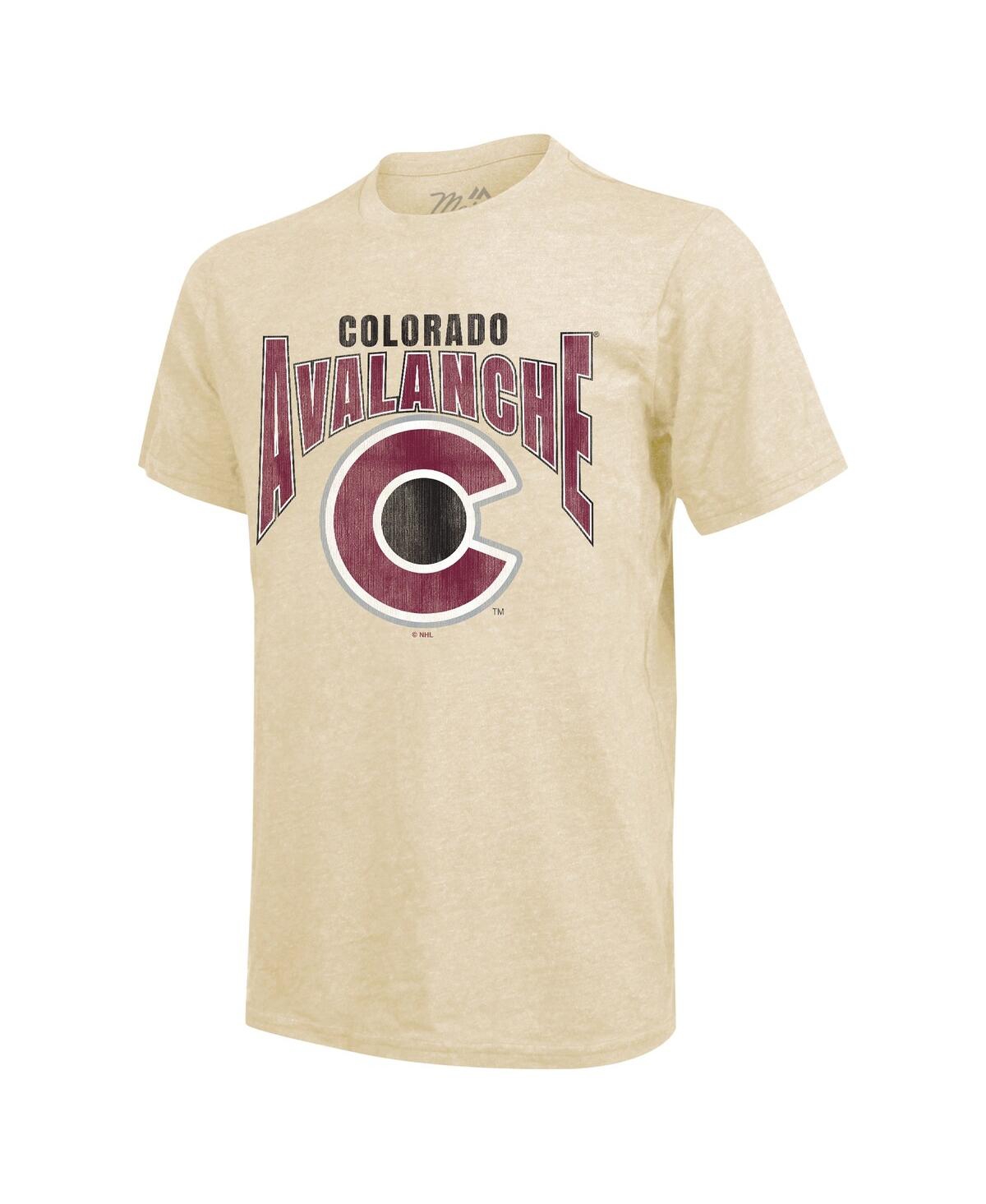 Majestic Threads Men's Nathan Mackinnon Cream Colorado Avalanche Dynasty Name Number Tri-blend T-shirt In Cream