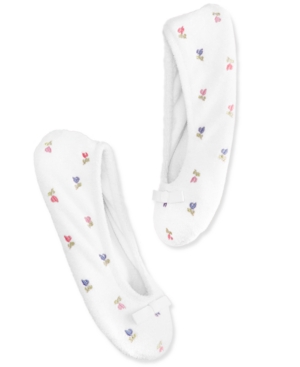 Isotoner Signature Terry Embroidered Floral Ballerina Slipper