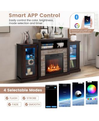 Fireplace TV Stand with Led Lights & Electric Fireplace For 65" Wall-Mounted TV