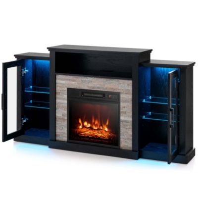 Fireplace TV Stand with Led Lights & Electric Fireplace For 65" Wall-Mounted TV