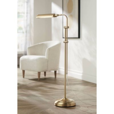 Culver Traditional Pharmacy Floor Lamp Standing 57" Tall Plated Aged Brass LED Adjustable Metal Shade for Living Room Reading Bedroo