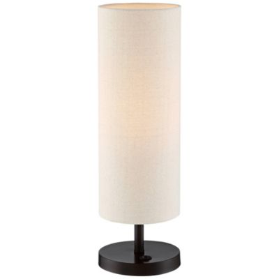 Heyburn Modern Accent Table Lamp 20" High Dark Bronze with USB and AC Power Outlet in Base Oatmeal Cylinder Shade for Bedroom Office Desk