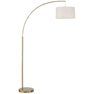 360 Lighting Modern Arc Floor Lamp with USB Charging Port 72" Tall Brass White Linen Drum Shade for Living Room Reading House Home - Macy's