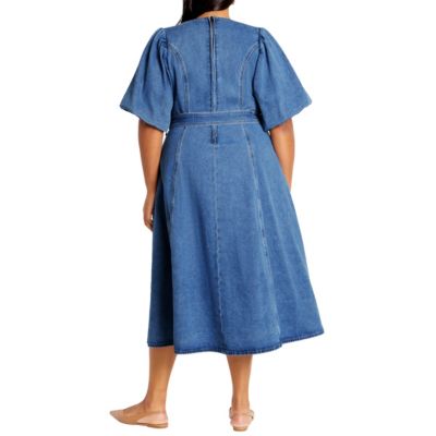 Plus Size Denim Delilah Midi Dress