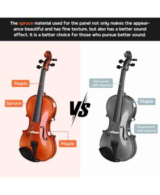 Solid Wood Violin 4/4 Full Set Fiddle Beginner Violin Full Size with Case Shoulder Rest for Student Adults