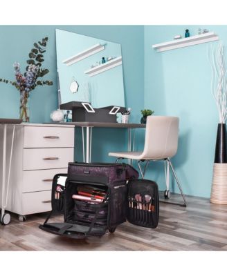 Soft Sided Rolling Makeup Train Case Cosmetic Organizer Crocodile Makeup Case Trolley Makeup Artist Nail Technician