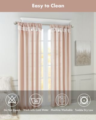Emilia Twist Tab Lined Window Curtain Panel, Single Curtain with Privacy Lining for Bedroom and Living Room, 108 inch length Single Curtain, Width 50 length 108 inches, Pewter Window Panel