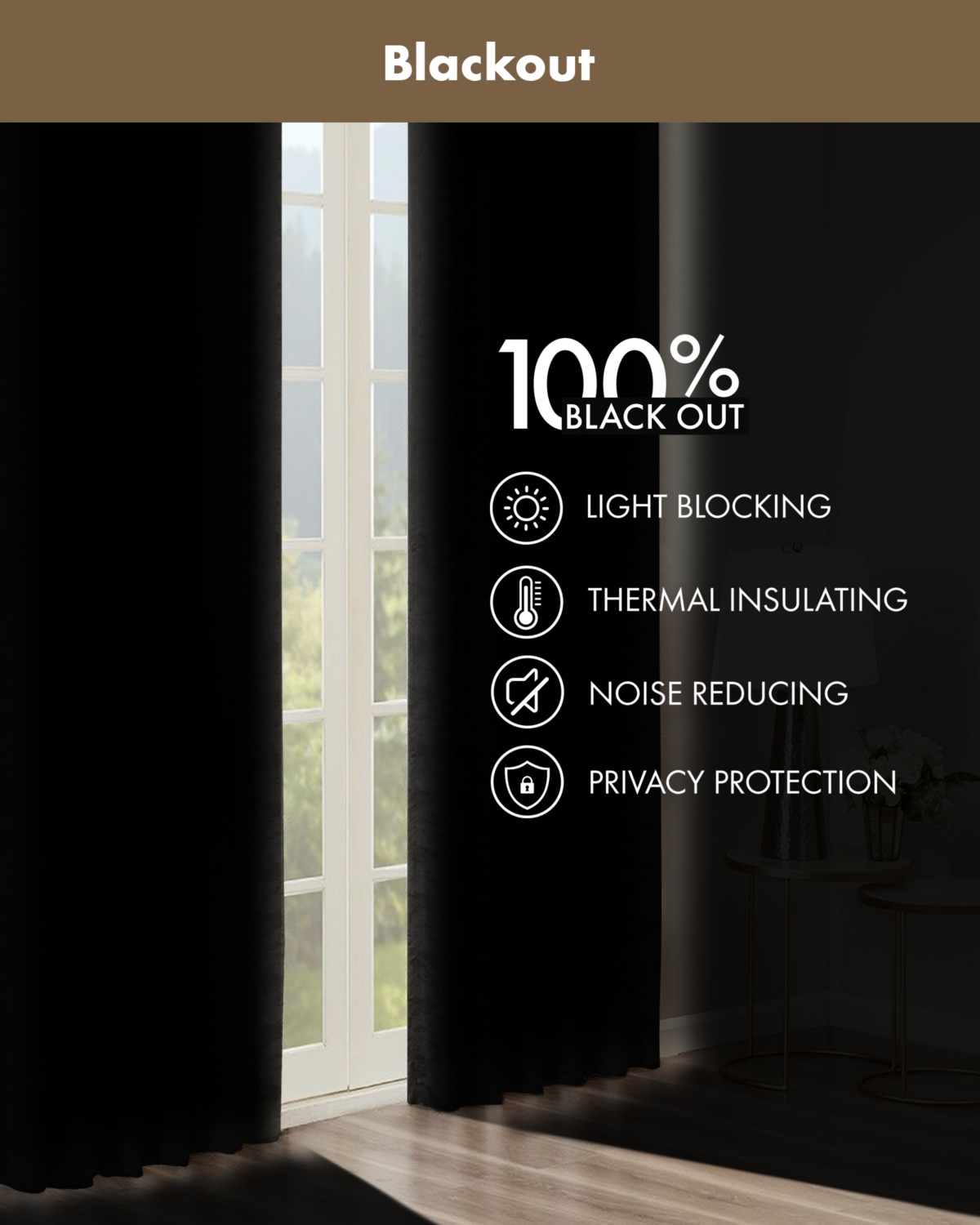 Madison Park Emilia Twist Tab Lined blackout curtains for bedroom, Blackout Single Curtain with Privacy Lining for Living Room, Width 50 length 95 inc