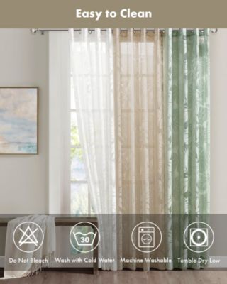 Leilani Palm Leaf Burnout Window Sheer Curtain